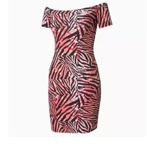 NEW PUMA Bodycon Pink Dress sz S zebra print!~